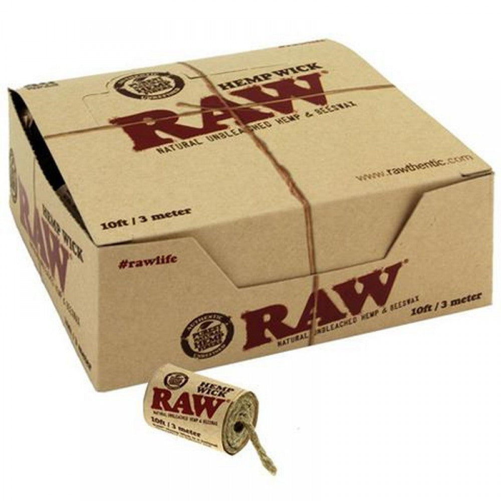 RAW Hemp Wick 10 Feet 3 Meters with 40 Rolls Per Pack in Convenient Compact Packaging