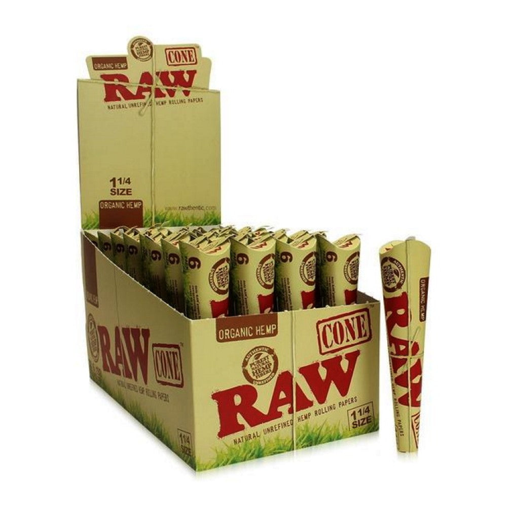 RAW Organic Hemp Cones 1 1/4 Size with 6 Cones Per Pack and 192 Cones Per Box