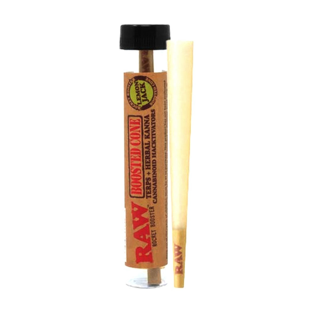 RAW Rocket Booster Cones 12-Count Packaging Featuring Branded Display Design and Boosted Cone Products, Suitable for Organized Retail Presentation and Wholesale Product Collections.