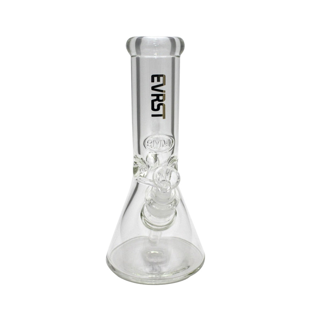 10-inch EVRST 9mm Beaker Water Pipe featuring thick glass construction, classic beaker design, glass-on-glass connection, stable base, and polished finish.
