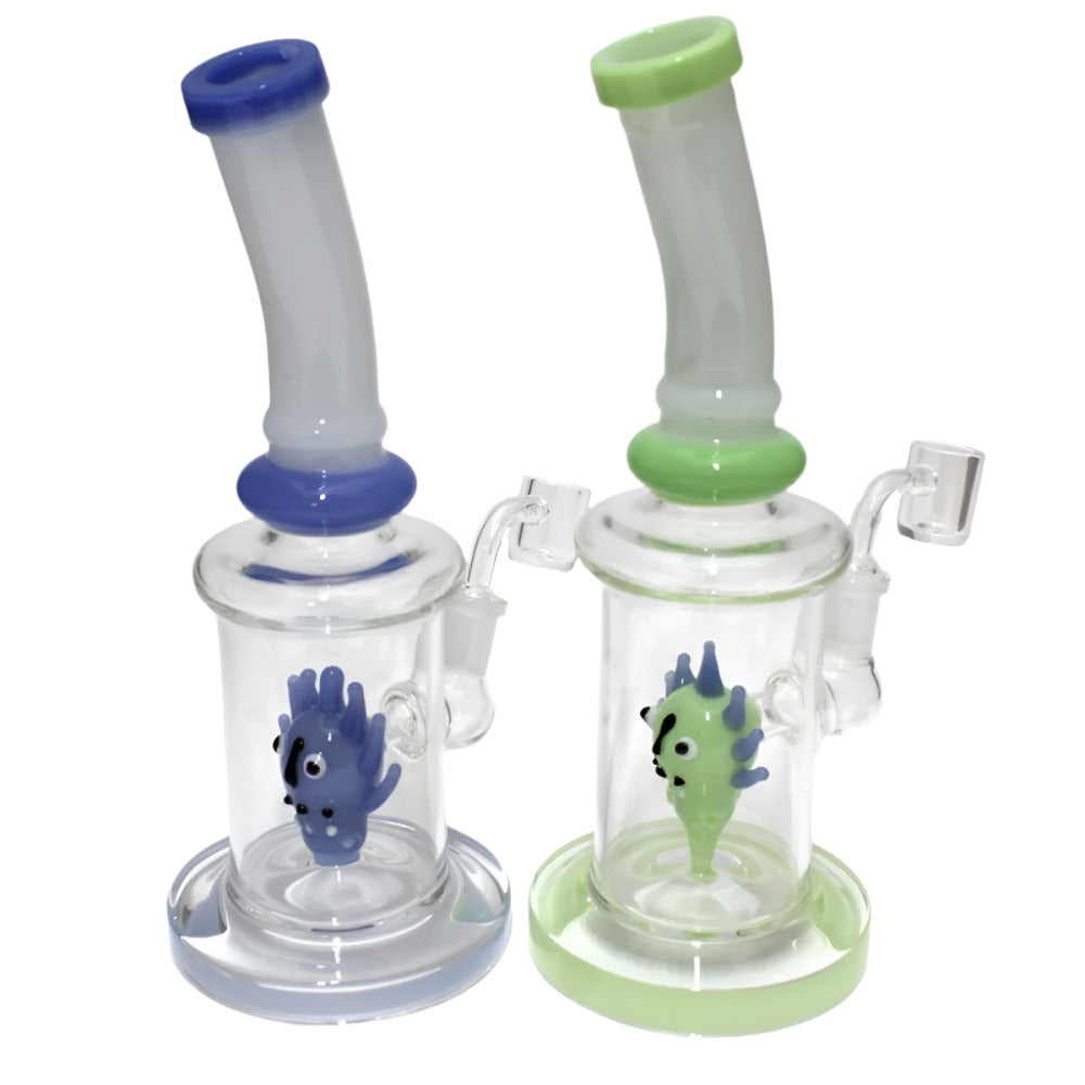 10 Inch Flat Bottom Color Design Percolator Glass Water Pipe Featuring Colorful Tube Details, Built-In Percolator, 14mm Male Banger, and a Stable Flat Base for Retail and Wholesale Supply