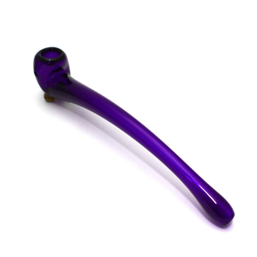 10-inch skinny Sherlock solid color glass pipe featuring a long curved stem, sleek slim profile, durable glass construction, smooth polished finish, and classic styling.