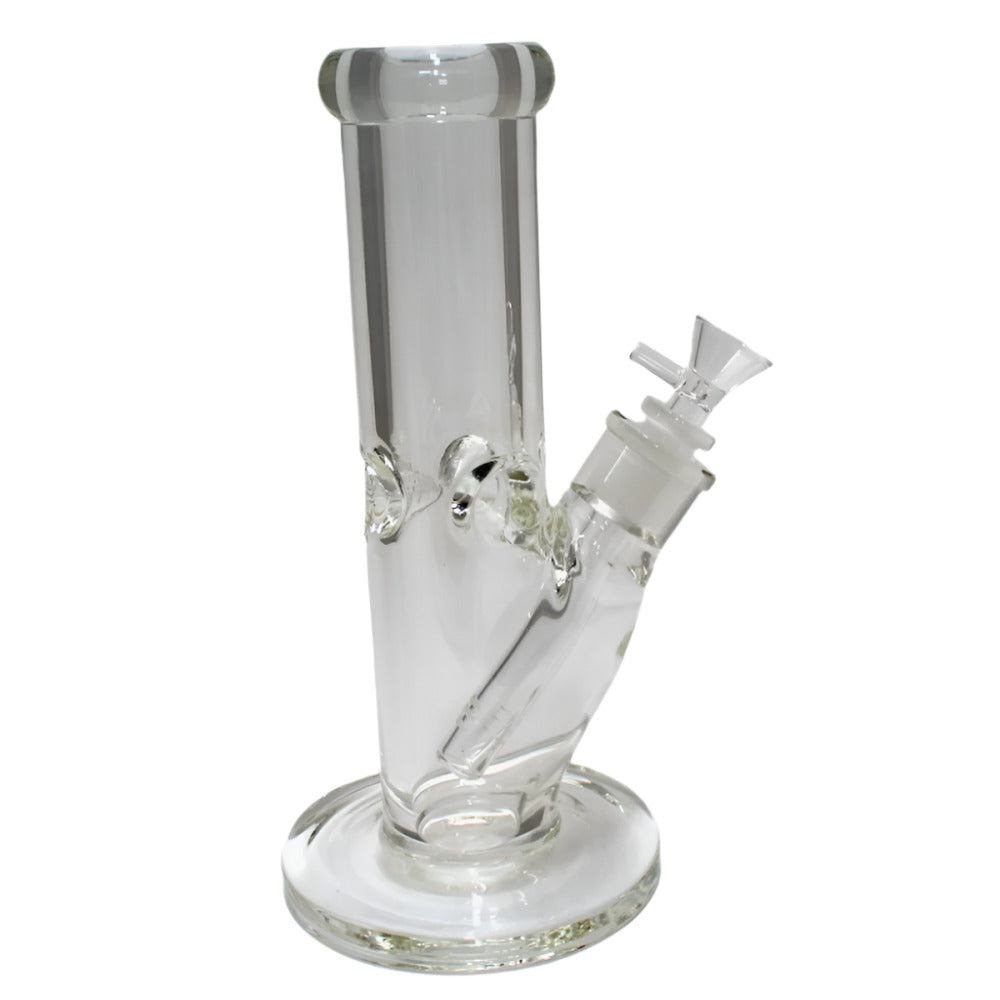 10 Inch Straight Shooter Water Pipe with 9mm Thick Clear Glass, Flat Bottom Base, Down Stem, and 14mm Male Bowl