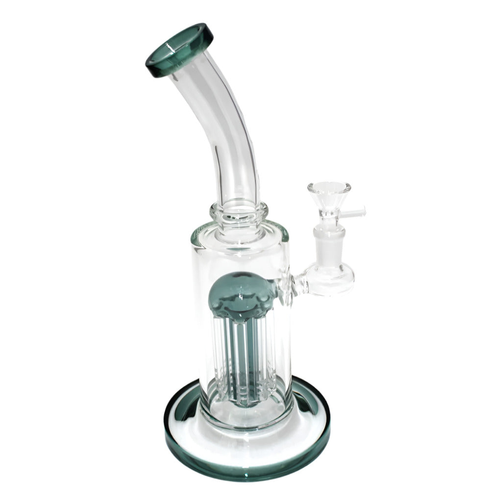 10'' Flat Bottom Tree Percolator Dab Rig Water Pipe With 14 Mm Male Banger