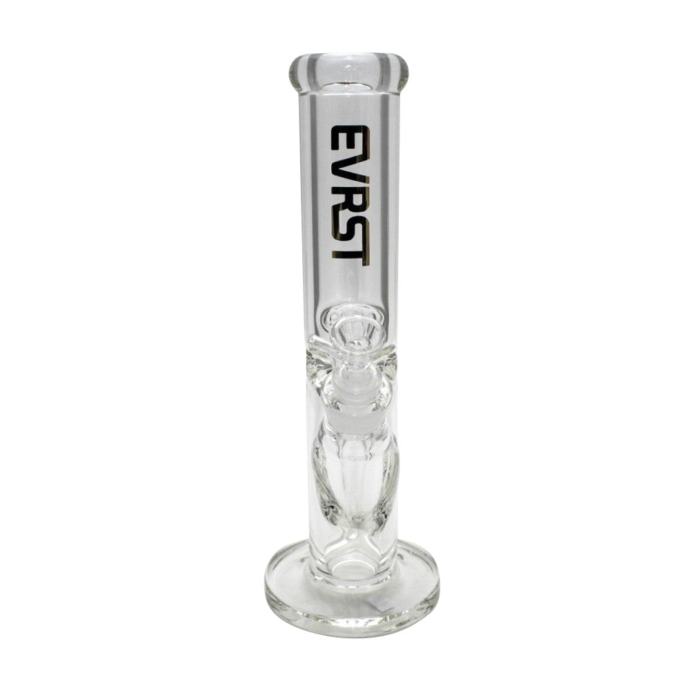 12-inch EVRST 9mm Thick Straight Shooter Water Pipe featuring a flat bottom base, glass downstem, 14mm male bowl, and durable glass-on-glass construction.