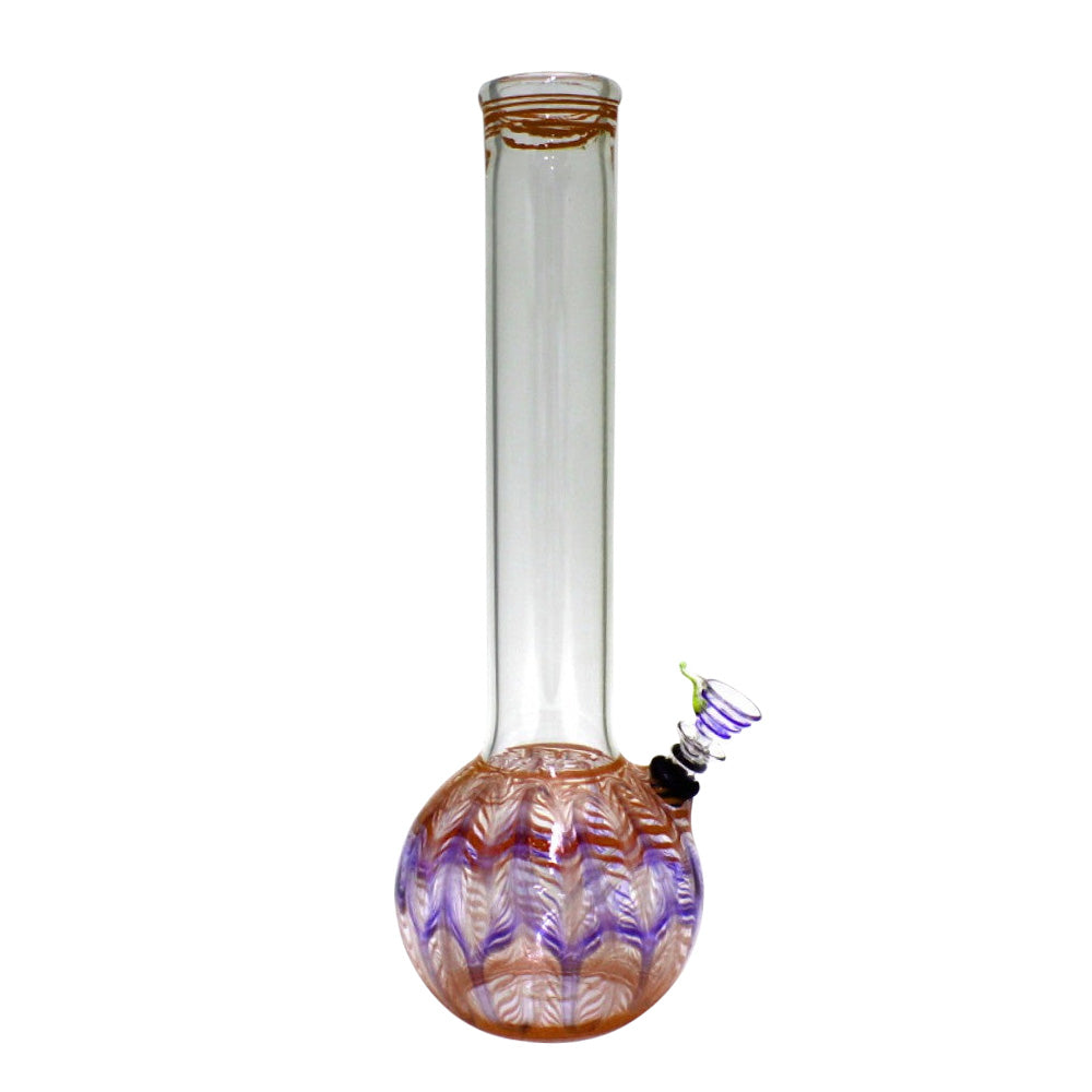 12-inch USA Made Round Bottom Water Pipe featuring durable glass construction, distinctive round bottom design, quality craftsmanship, and built-in water chamber.
