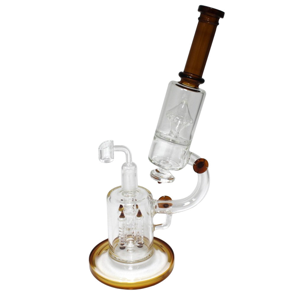 14'' Telescope Design With 4 Arms Design Percolator With Handled Design Water Pipe With 18 MM Female Banger