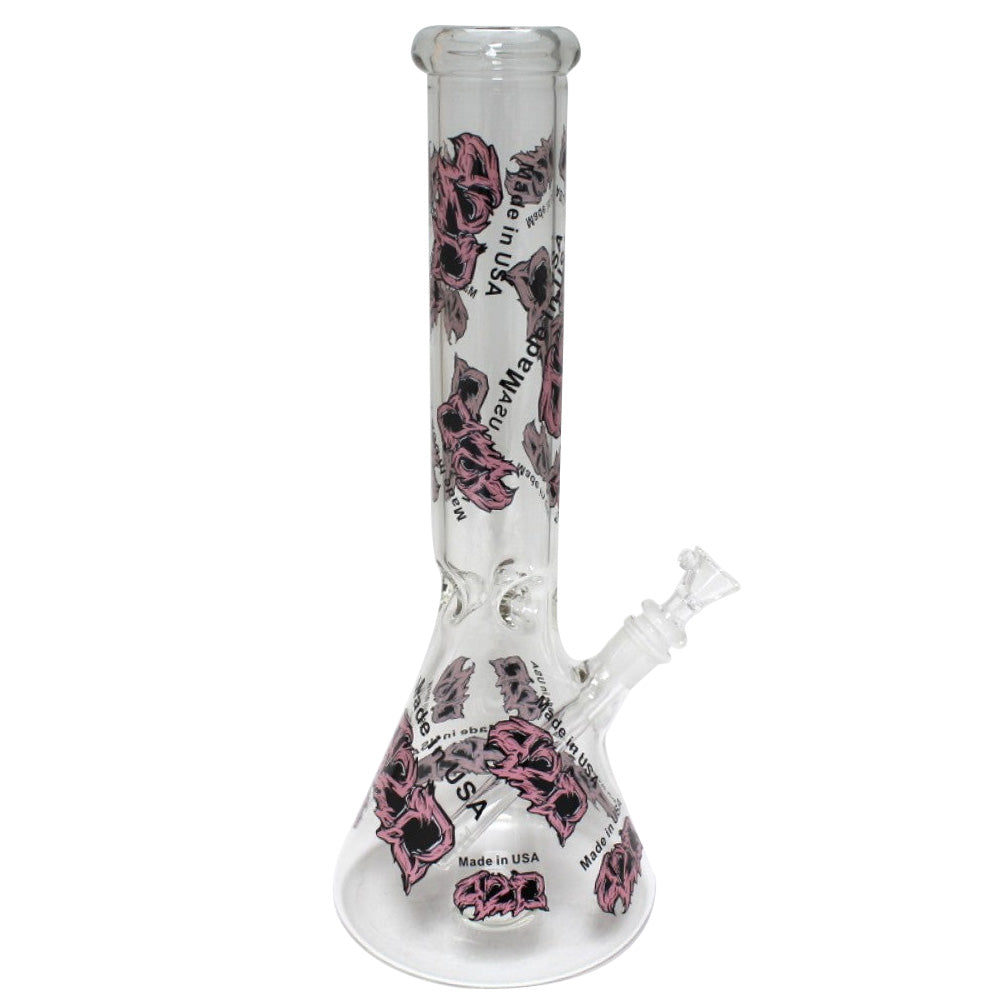 14'' USA Beaker With Full Decal Water Pipe Glass ON Glass
