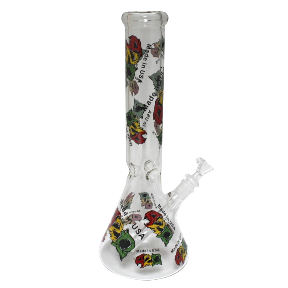 14'' USA Beaker With Full Decal Water Pipe Glass ON Glass