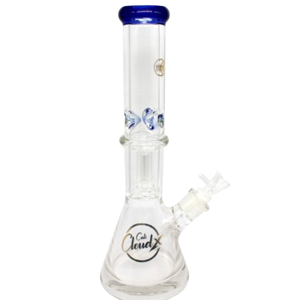 15-inch 9mm thick glass water pipe with double-ring percolator, featuring a sturdy base, durable construction, smooth polished finish, and stylish design.