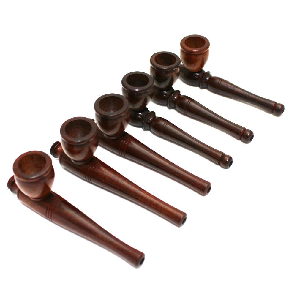 3.5-inch 2-part wooden tobacco hand pipe featuring natural wood grain, compact design, classic styling, and lightweight construction.