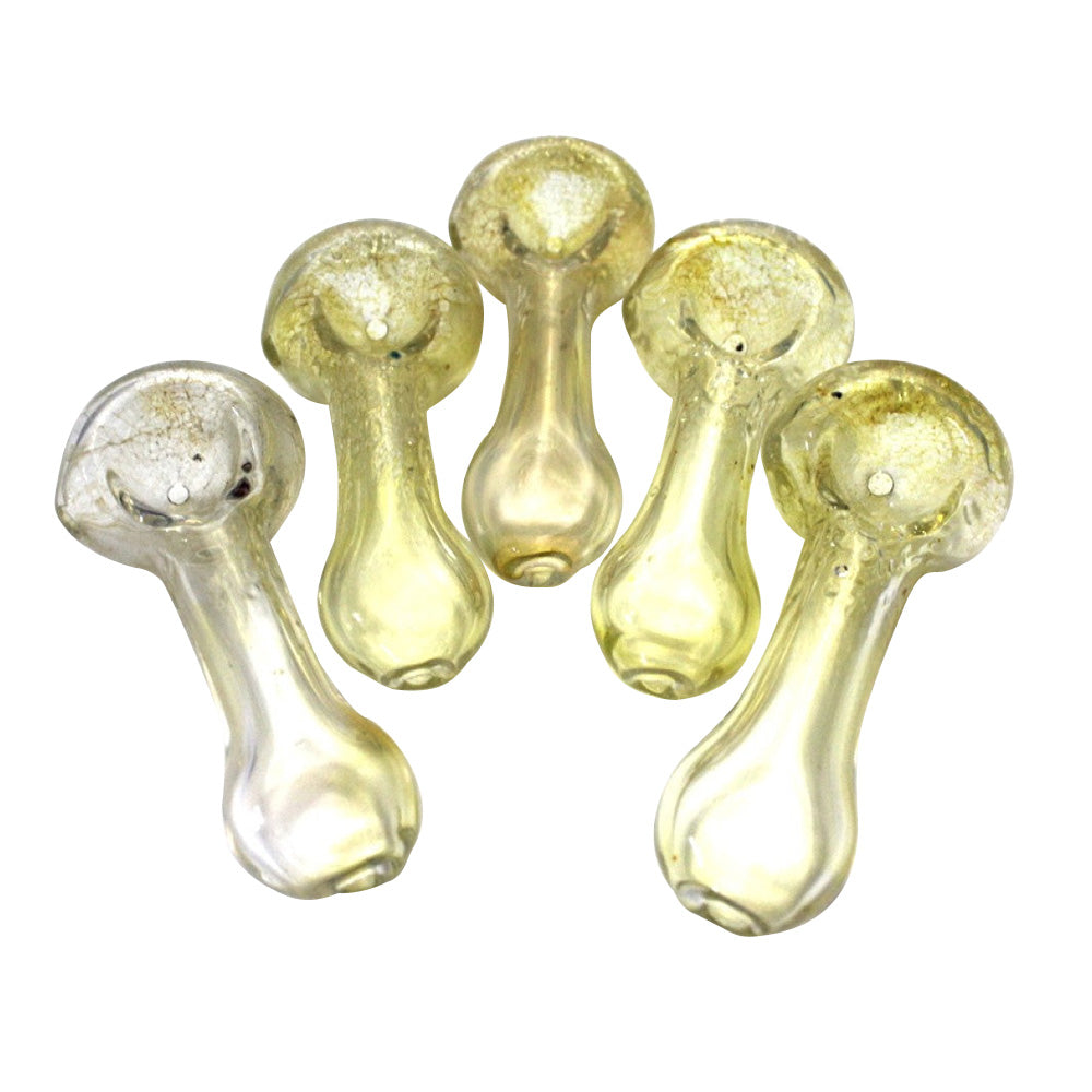 3.5-inch clear bubble head glass hand pipe featuring transparent glass construction, distinctive bubble head design, smooth finish, compact size, and modern styling.