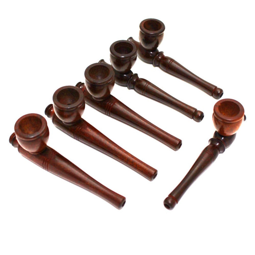 3.5-inch wooden 2-part tobacco hand pipe featuring natural wood construction, classic design, unique grain detailing, and compact size.