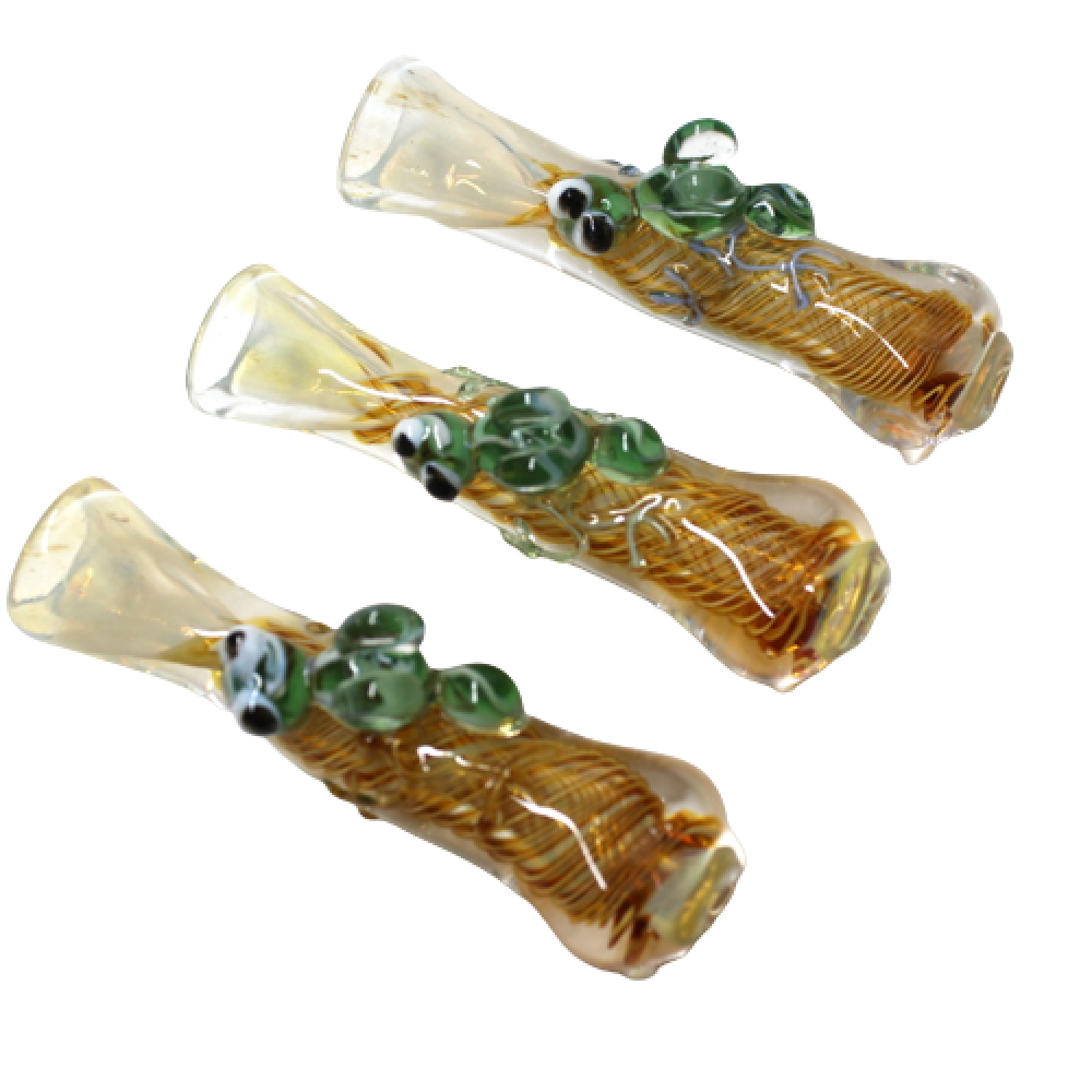 3-inch flies art design swirl color chillum featuring colorful swirl patterns, fly-inspired artwork, smooth glass construction, compact size, and artistic detailing.