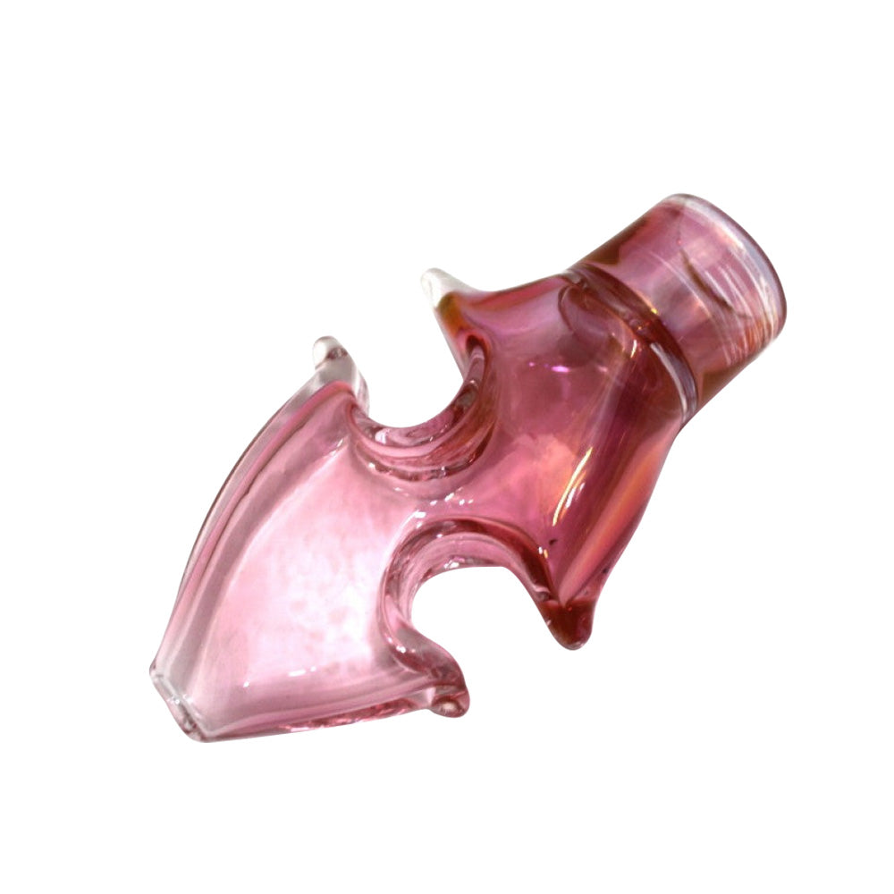 3-inch pink unique design glass chillum featuring a vibrant pink color, distinctive shape, smooth glass finish, compact size, and modern styling.