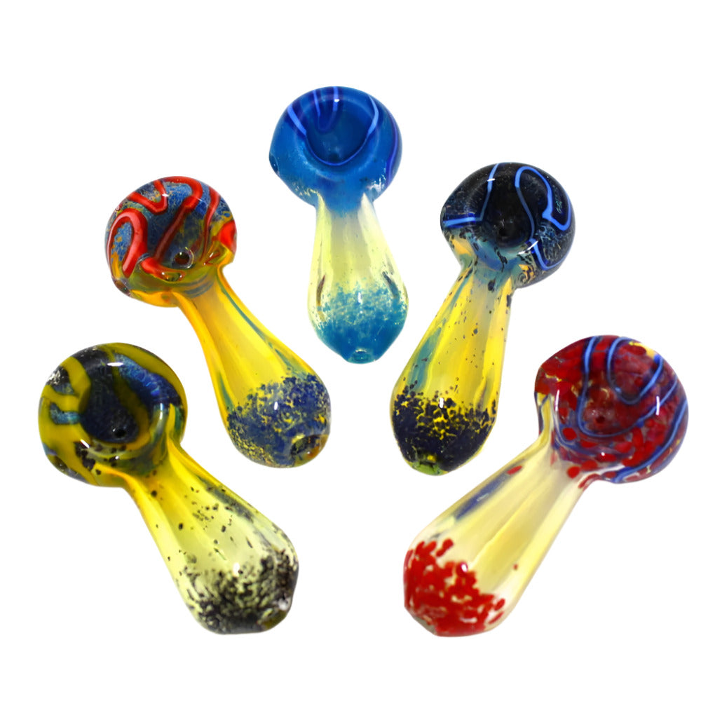 3-inch color head glass hand pipe for smoking dry herbs