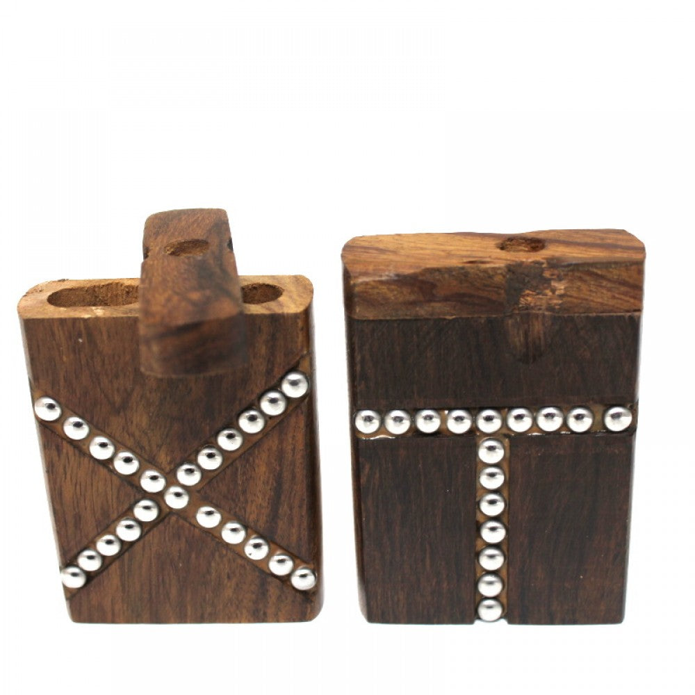 3-inch handmade wooden dugout with decorative ball design
