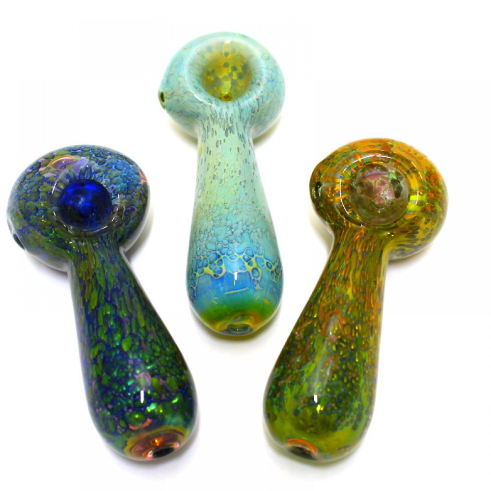 4.5-inch bubble art heavy-duty glass hand pipe featuring colorful bubble patterns, unique decorative detailing, sturdy glass construction, smooth polished finish, and artistic styling.