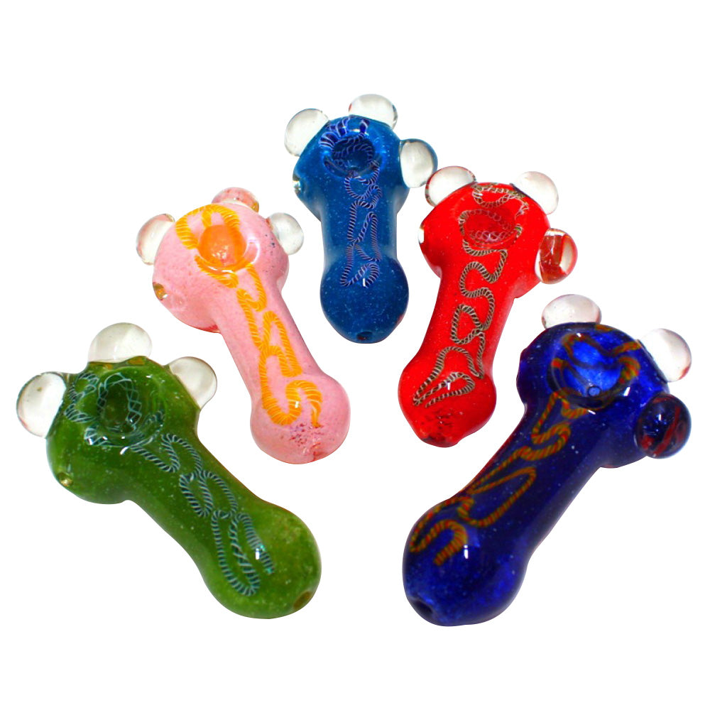 4.5-inch jumbo cubed color extra heavy-duty glass hand pipe featuring vibrant multicolor detailing, unique cubed design, thick glass construction, smooth polished finish, and sturdy styling.