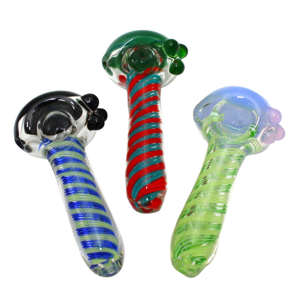 4.5-inch swirl tube color thick heavy-duty glass hand pipe featuring vibrant swirl colors, thick glass construction, unique tube design, smooth polished finish, and sturdy styling.