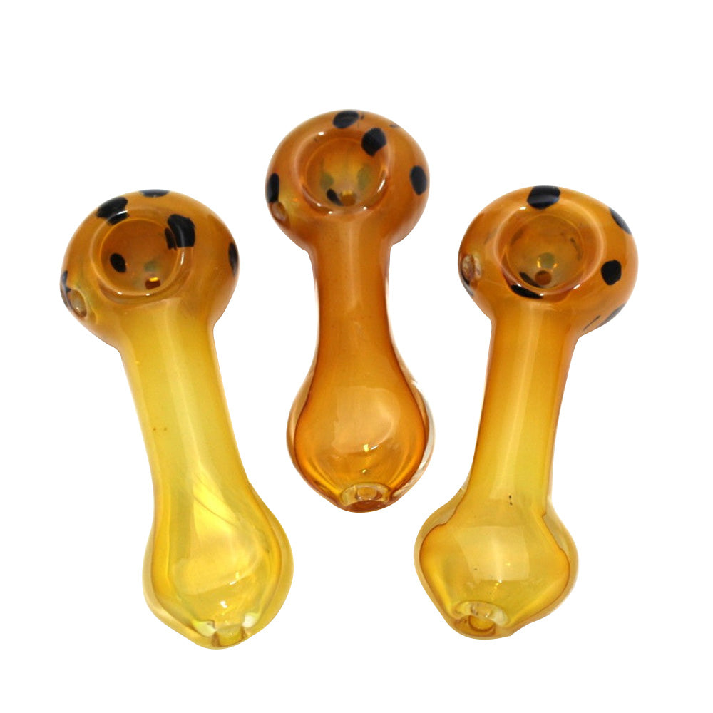 4-inch dotted color head glass pipe featuring vibrant dotted detailing, colorful glasswork, durable construction, smooth polished finish, and a unique artistic design.