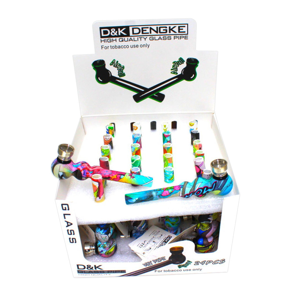 4-inch glass pipe with metal bowl featuring smooth glass construction, durable metal bowl, compact design, and classic styling.