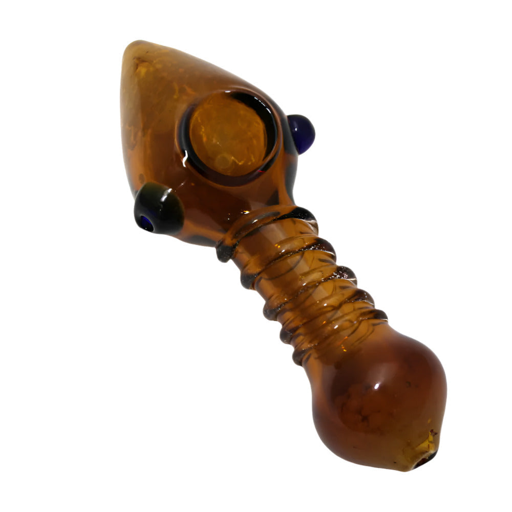 4.5'' Cone Shape Ribbed Design Colorful Heavy Duty Glass Hand Pipe