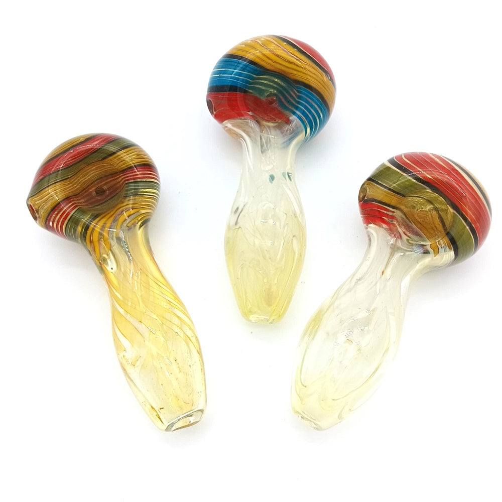 4" Swirl color head heavy Duty  Glass Hand Pipe
