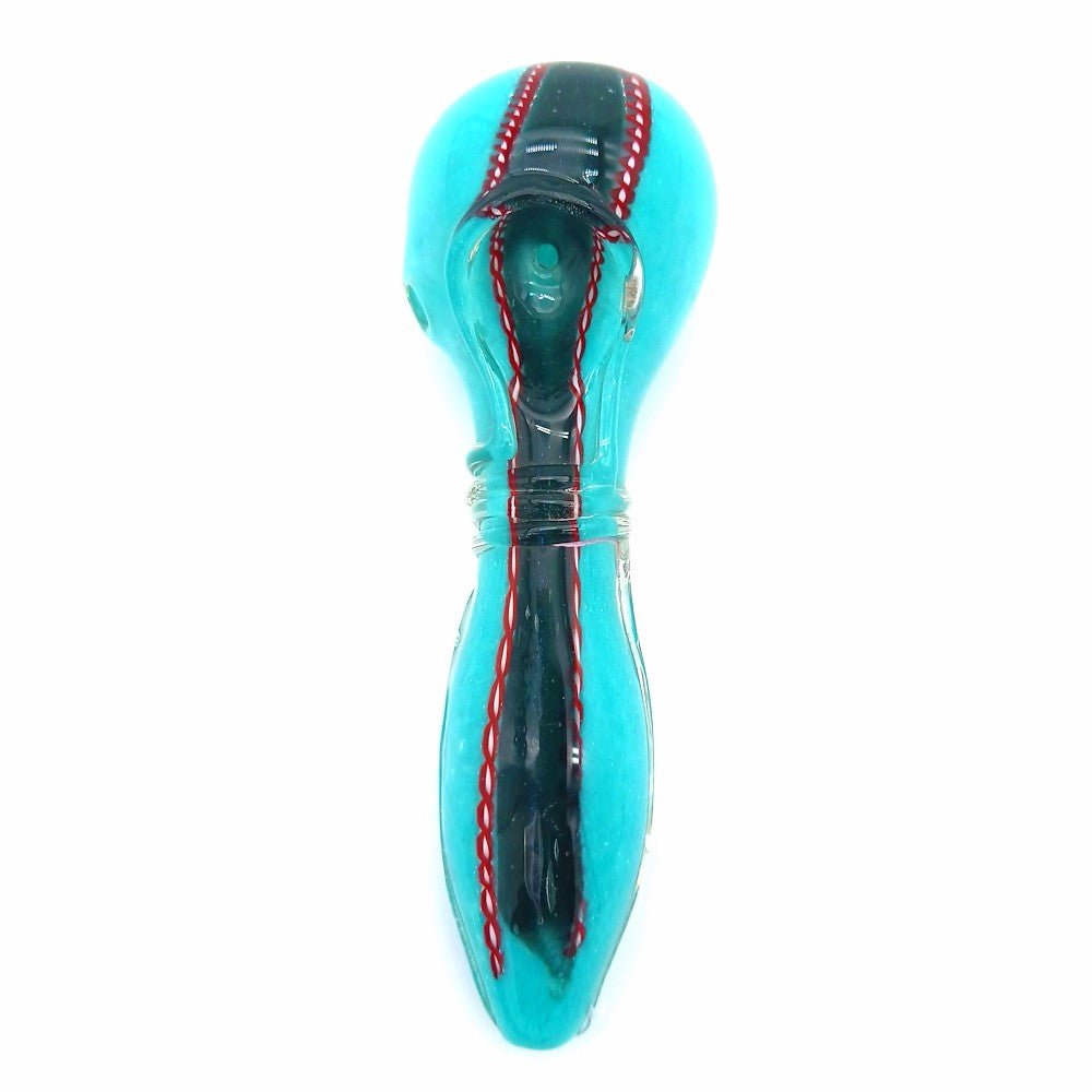 4" Ribbed Design Multi Color  Dichro Glass Hand Pipe