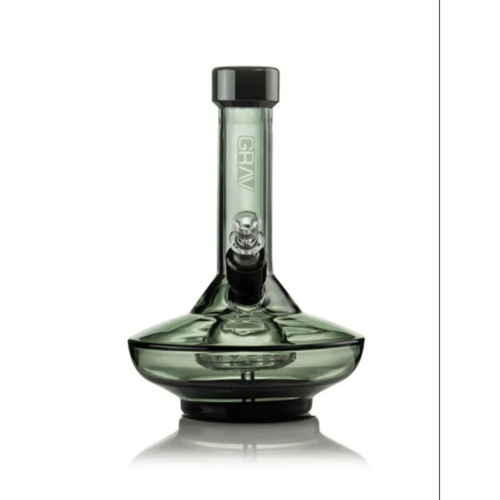 5.5-inch Silicone and Glass Dab Rig Water Pipe with 14mm Male Banger featuring a durable silicone body, glass construction, compact size, and water filtration chamber.