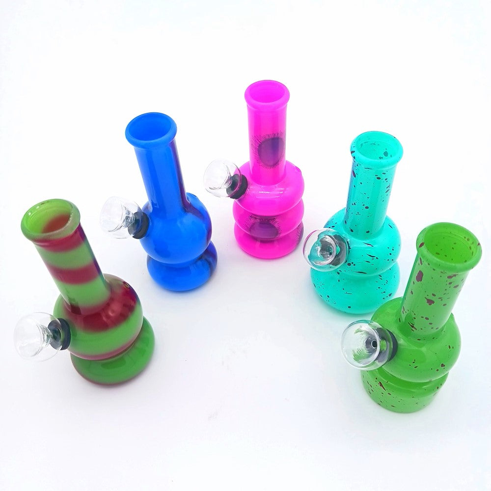 5-inch Beaker Base Multi-Color Water Pipe featuring a colorful glass design, stable beaker base, durable construction, compact size, and water chamber.