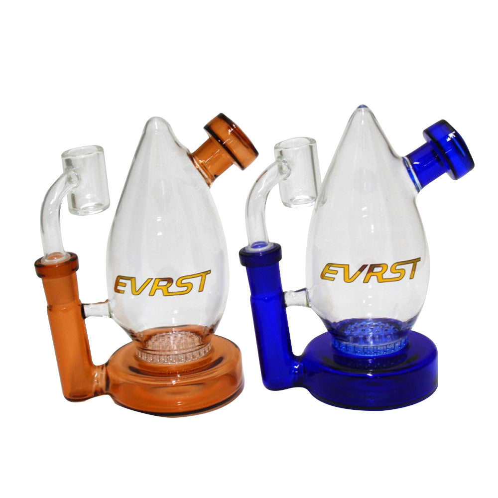 5-inch Oval Shape Water Pipe featuring durable glass construction, compact oval design, stable base, 14mm male banger, glass-on-glass connection, and polished finish.