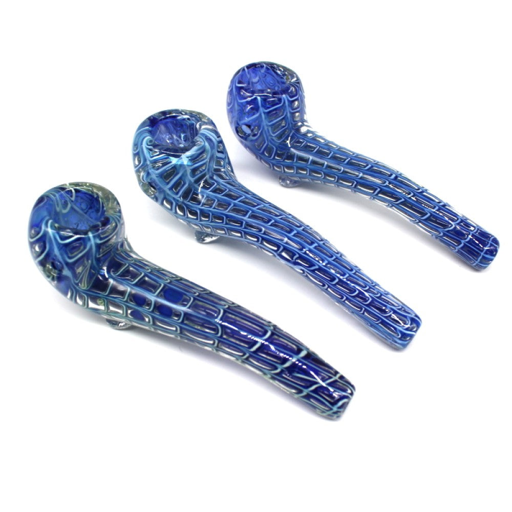 5-inch swirl design color glass Sherlock pipe featuring a vibrant finish, classic curved shape, artistic swirl pattern, durable glass construction, and smooth polished surface.