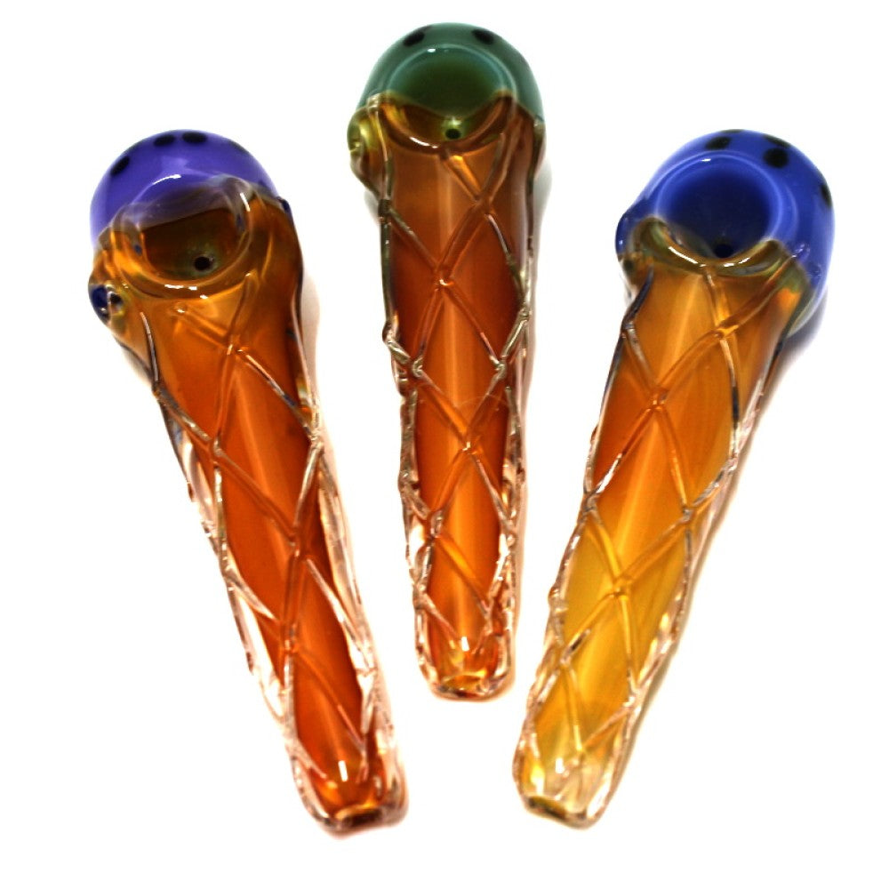 5-inch USA color ice cream shape heavy-duty glass hand pipe featuring an ice cream-inspired design, assorted tube colors, vibrant detailing, sturdy glass construction, and smooth polished finish.