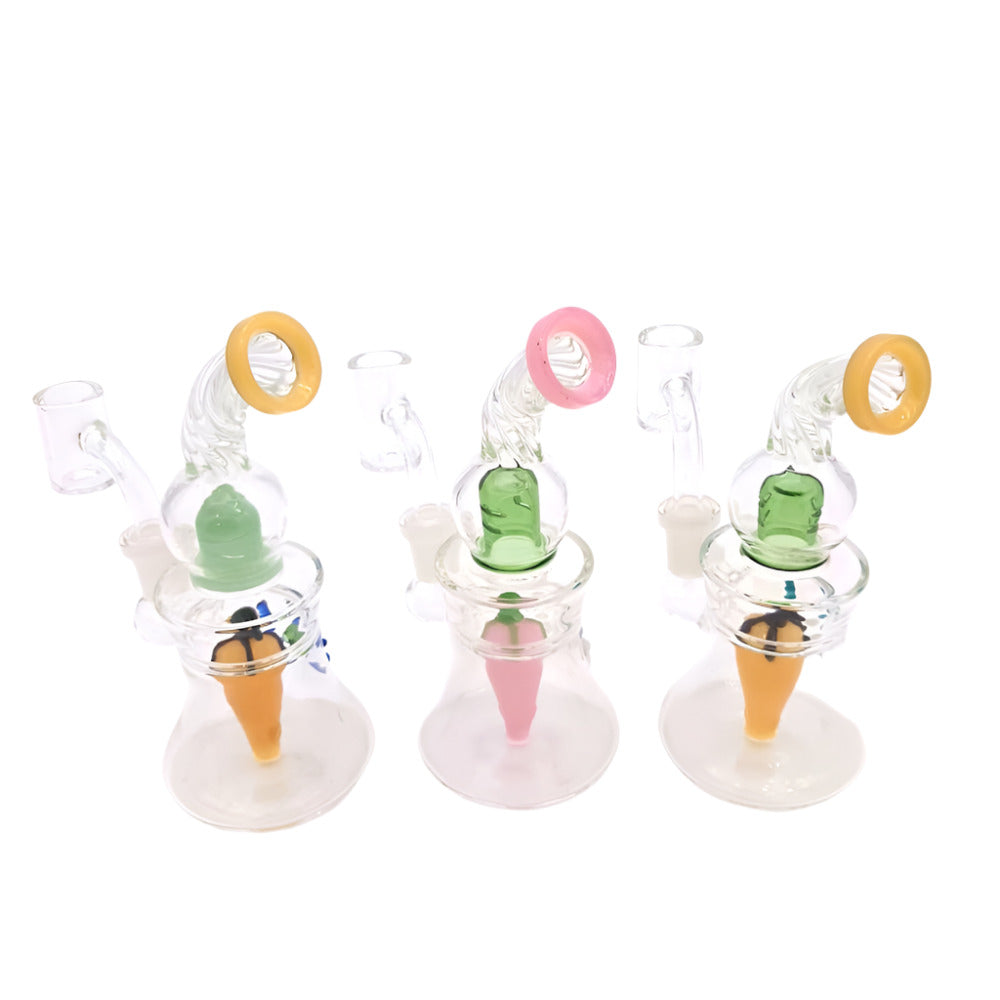 6" Fruit Design Twisted Dab Rig Water Pipe With 14 MM Male Banger