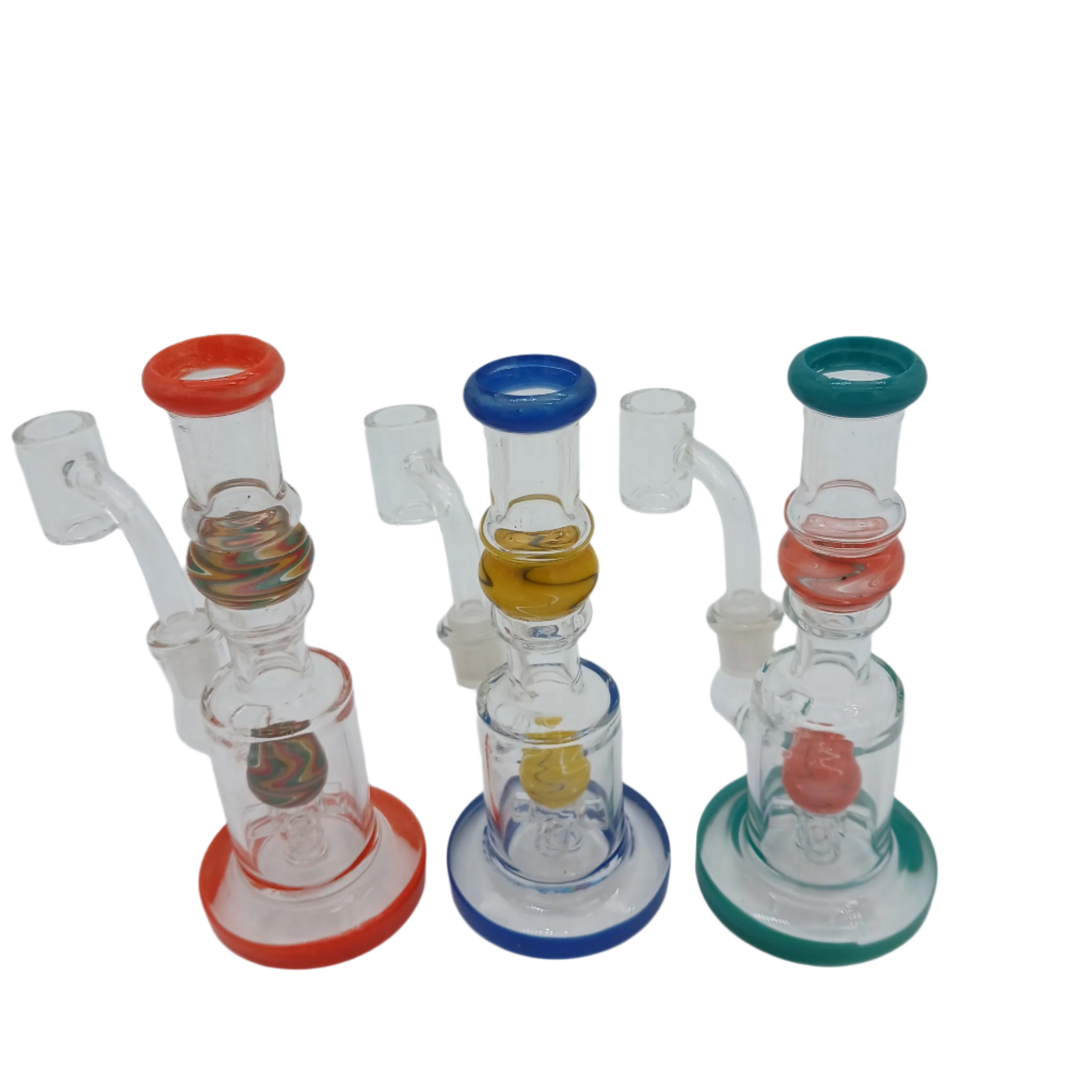 6-inch straight tube dab rig water pipe with color design and 14mm male banger
