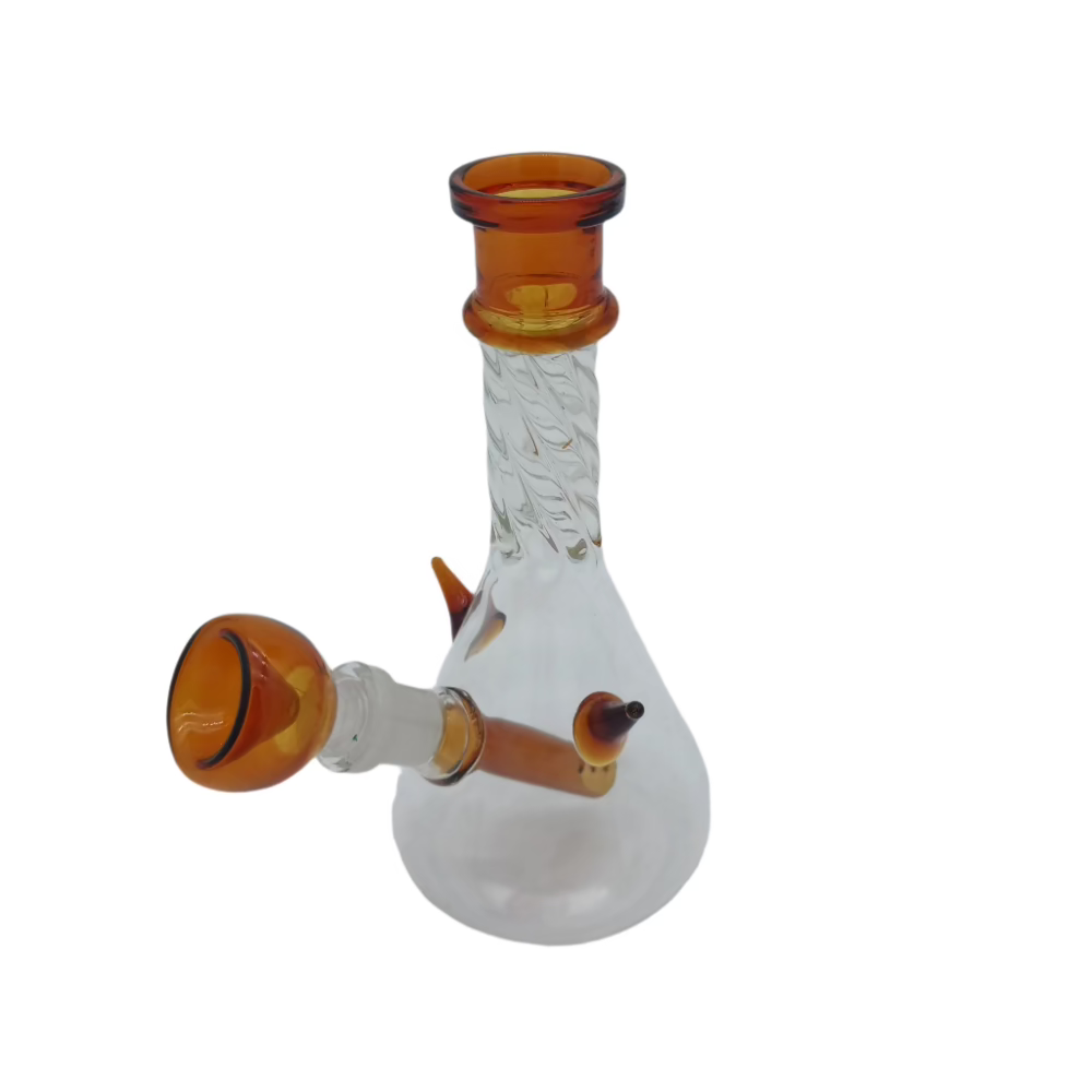 6" Twisted Design Color Tube Beaker With Dome Percolator Single Side Bowl Water Pipe