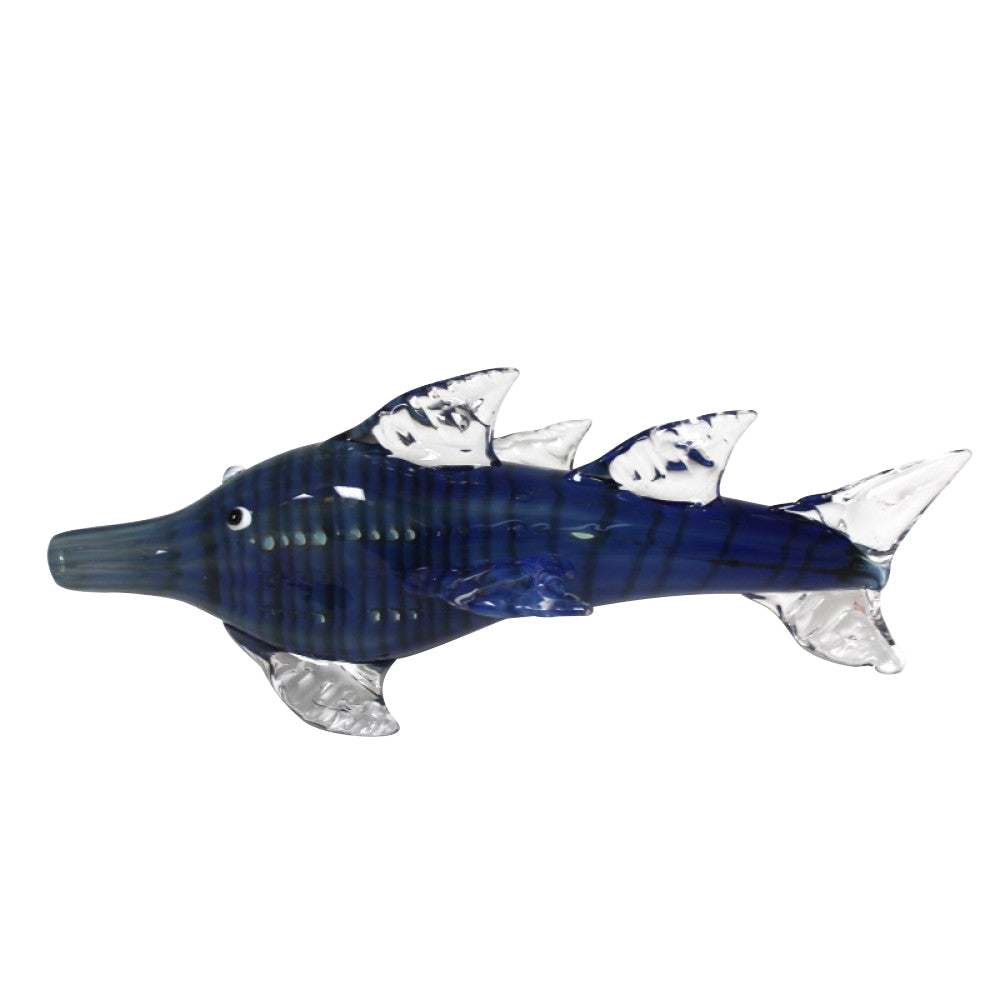 7.5-inch dolphin design glass pipe featuring a unique sculpted dolphin shape, detailed glasswork, durable construction, smooth polished finish, and artistic ocean-inspired styling.