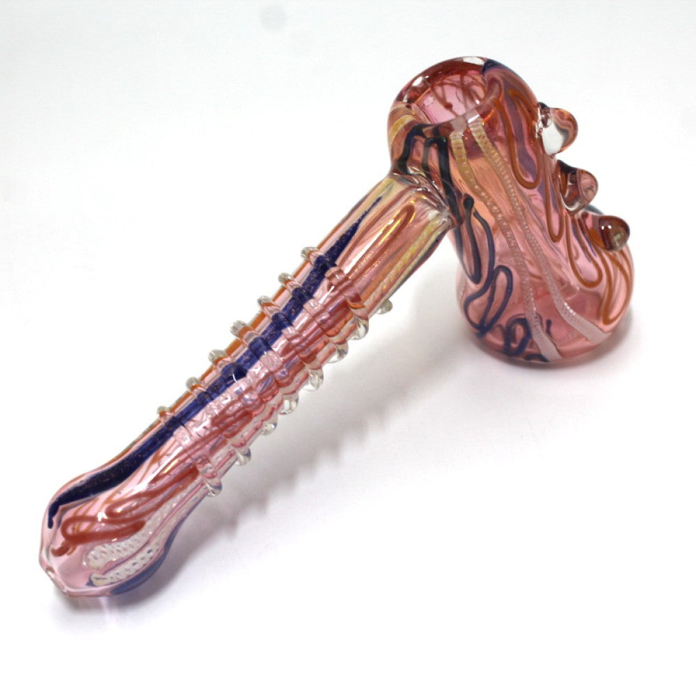 7-inch dichro color art heavy-duty glass hammer featuring vibrant color detailing, a distinctive hammer shape, and sturdy construction.