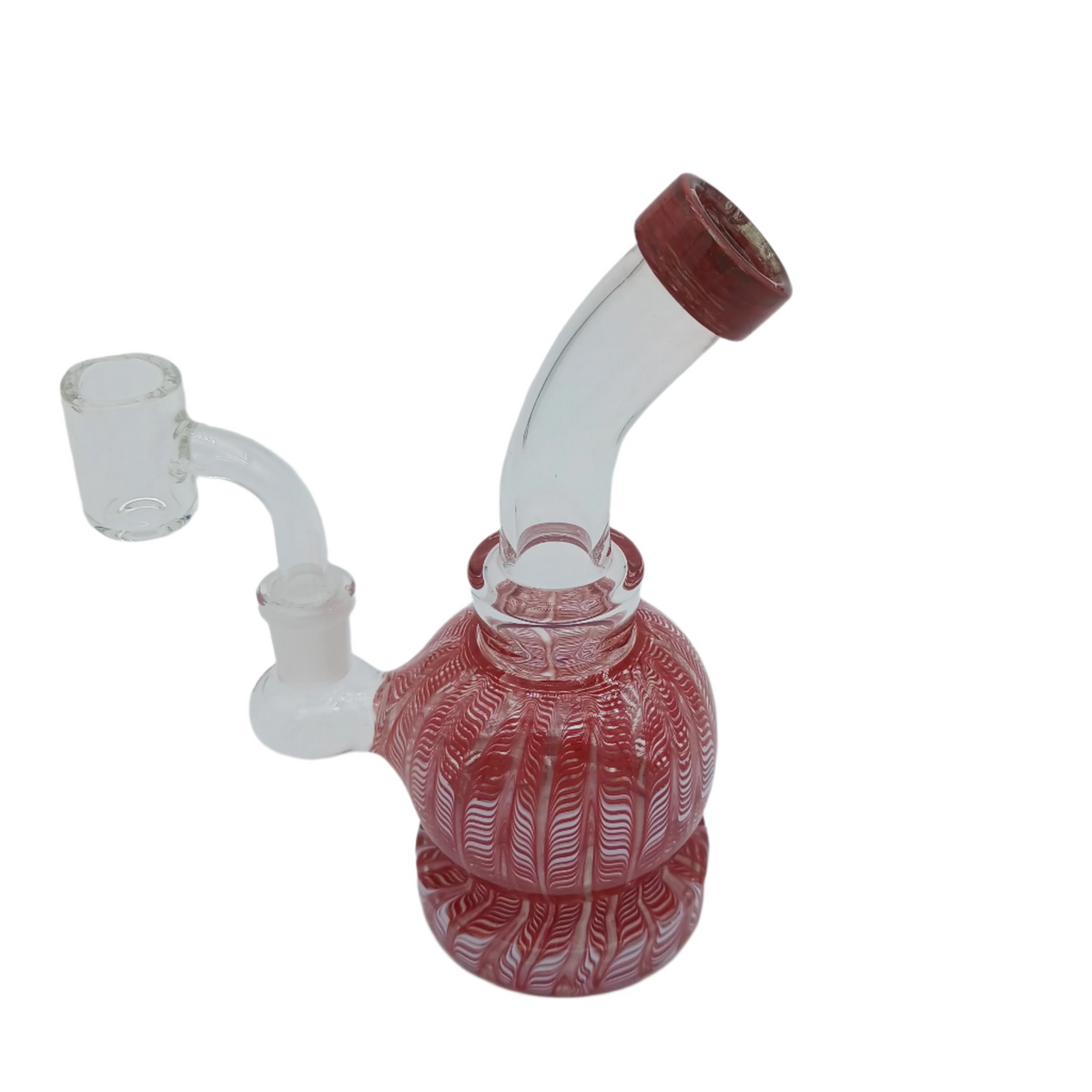 7-inch Fancy Color Glass Dab Rig Water Pipe with 14mm Male Banger featuring an eye-catching decorative design, vibrant colors, durable glass construction, and compact size.
