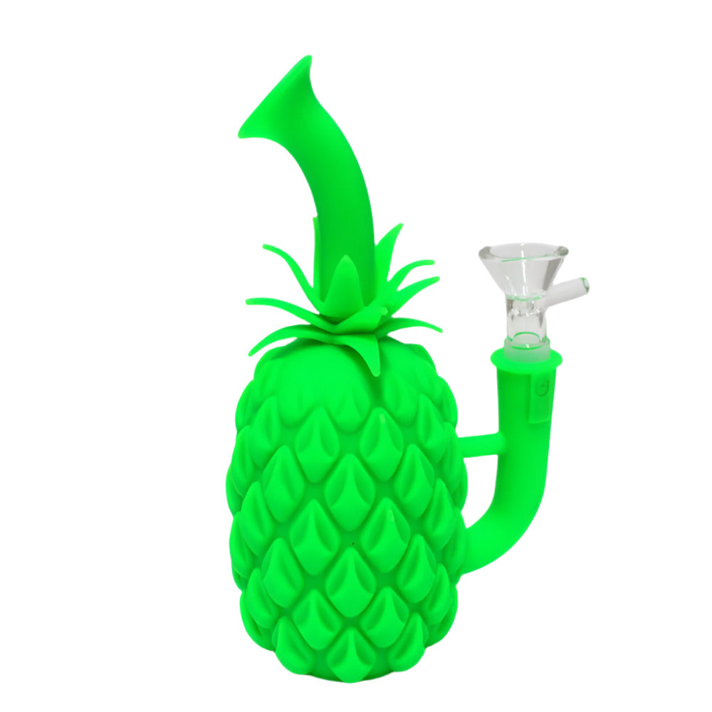 7-inch Pineapple Shape Silicone Water Pipe featuring a colorful tropical-inspired design, durable silicone construction, compact size, and built-in water chamber.