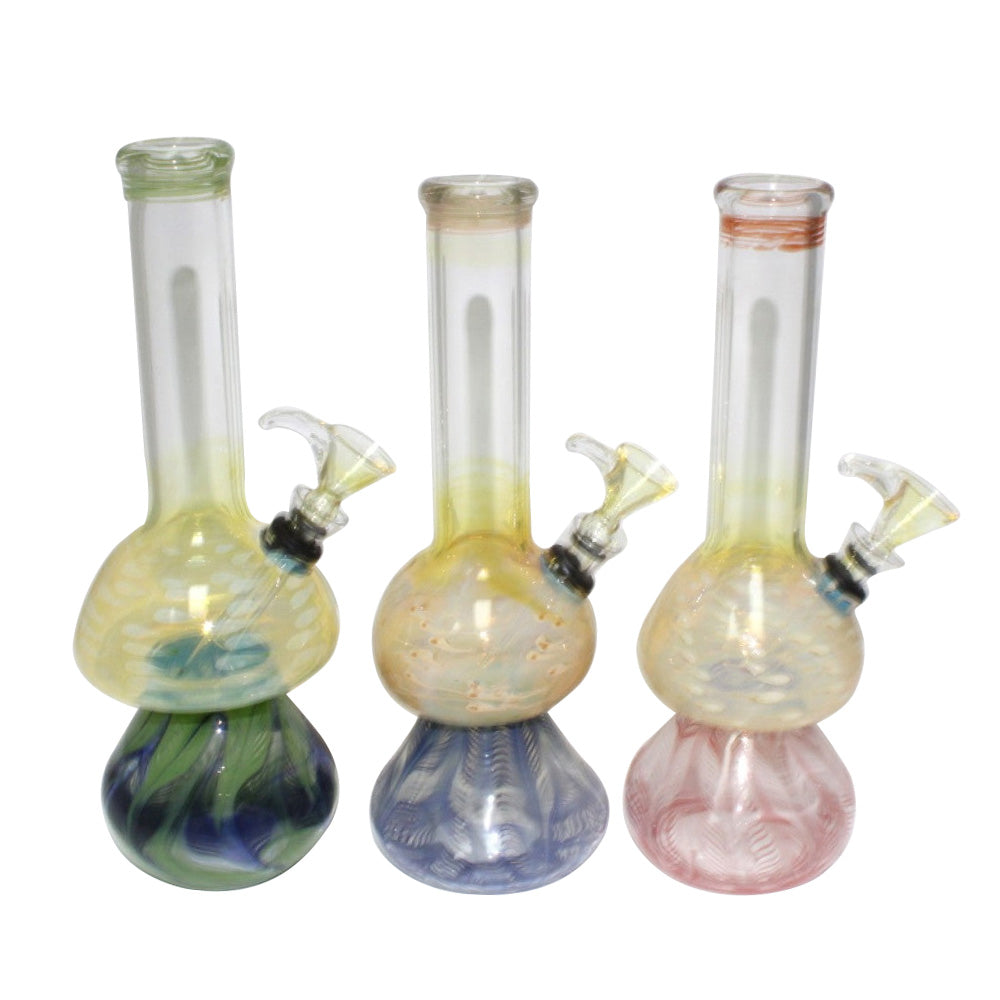 8.5-inch USA Made Double Round Base Water Pipe featuring durable glass construction, double round base, stable design, compact size, and built-in water chamber.