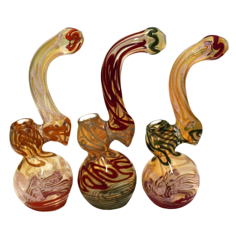 8-inch big base multi swirl color Sherlock bubbler featuring vibrant swirl patterns, a large stable base, curved design, and heavy-duty glass construction.