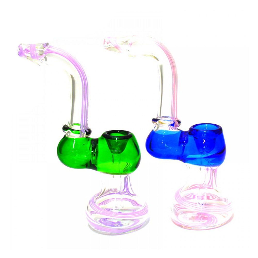 8-inch color swirl tube glass bubbler featuring vibrant swirl patterns, a large-size design, and durable glass construction.