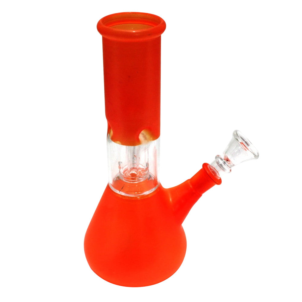8-inch Colorful Beaker Base Single Side Bowl Water Pipe featuring a vibrant design, durable glass construction, stable beaker base, single side bowl, and water chamber.