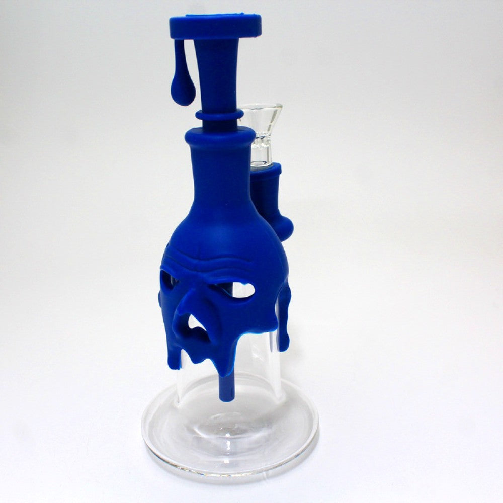 8 Inch Glass Water Pipe with Silicone Melting Design and a Unique Decorative Style