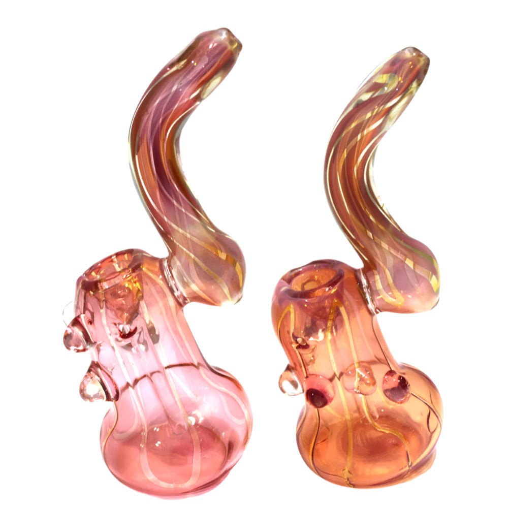 8-inch pink cubed design heavy-duty glass bubbler featuring a vibrant pink finish, geometric design, large size, and durable glass construction.