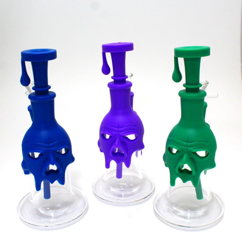 8 Inch Silicone Melting Design and Glass Water Pipe with a Unique Colorful Design