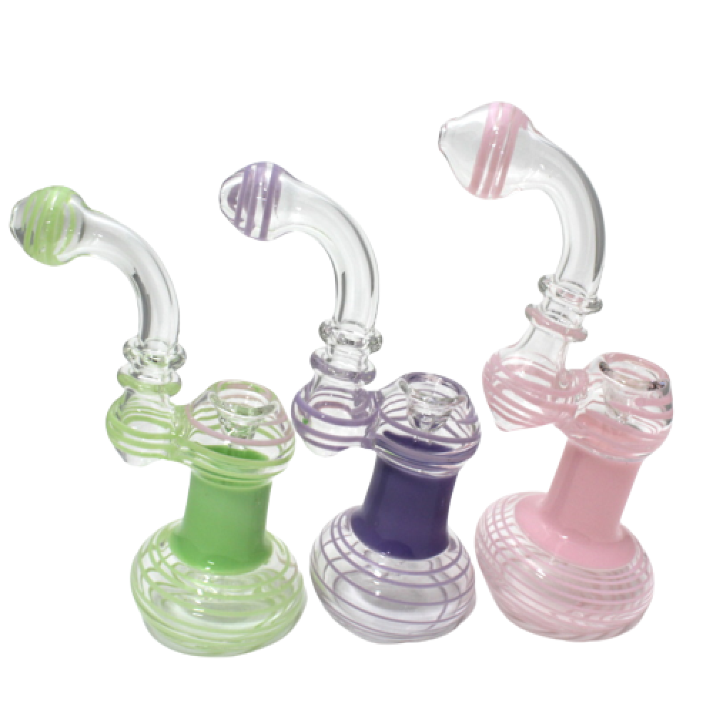 8-inch tube color swirl heavy-duty glass bubbler featuring vibrant swirl colors, large size, distinctive tube design, and durable glass construction.