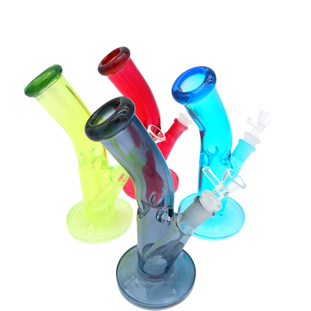 8 Solid Color Bend Design Flat Bottom Water Pipe G-G